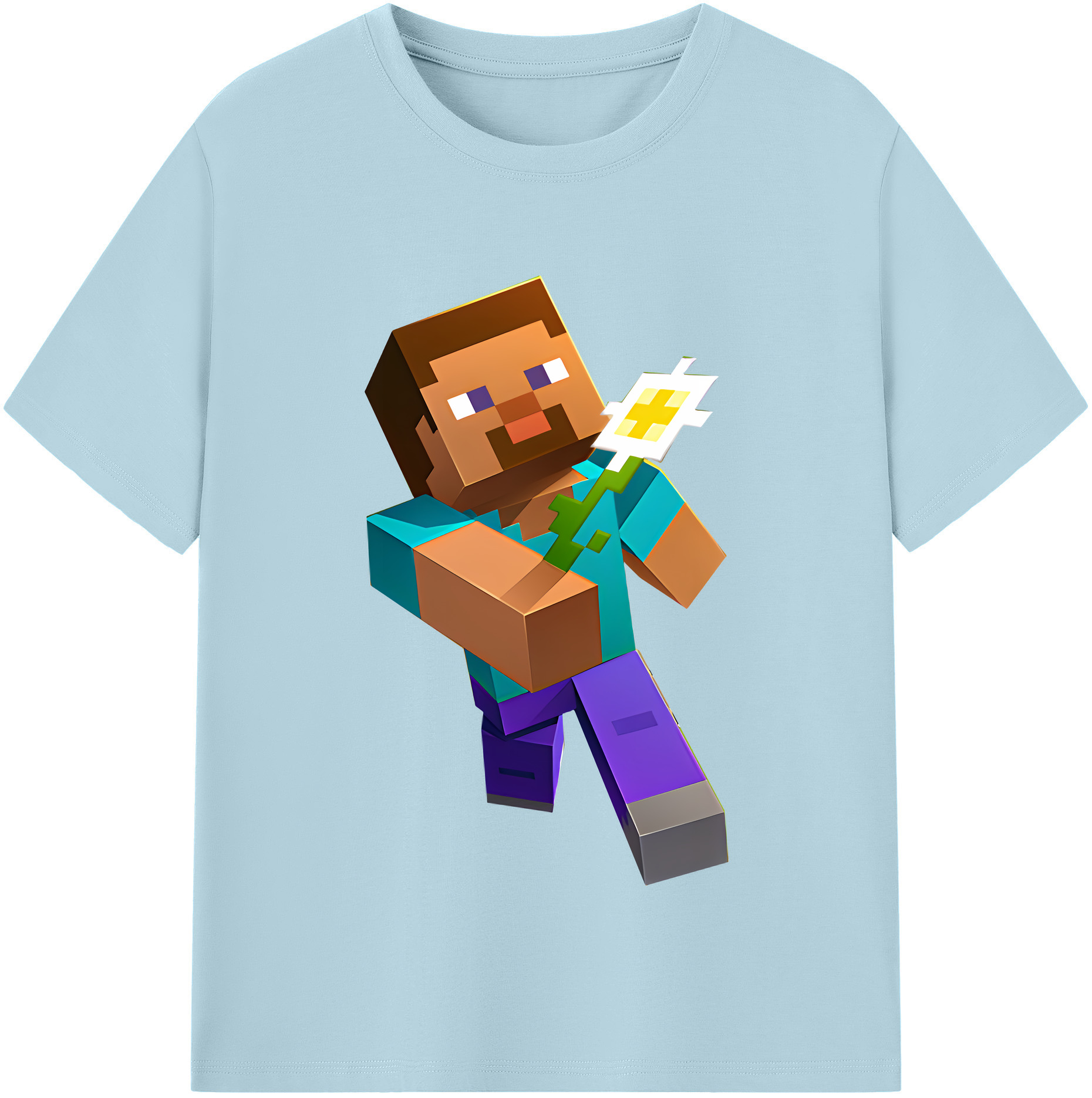 （画像用） マインクラフト ブロックの世界 Minecraft MC Block world 綿100％半袖Tシャツ（フロントプリント）